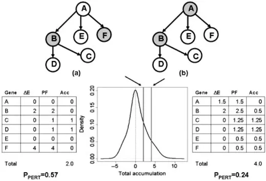 Topology-aware pathway analysis showing perturbation analysis and gene position in pathway networks